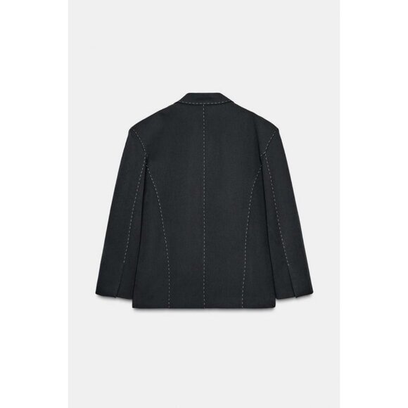 ZARA OVERSIZE TOPSTITCHING BLAZER - Picture 8 of 9